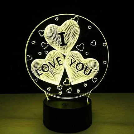 7 - 16 Color 3D Valentine's Heart LED Night Light - LED Night Light - LEDIT - Mad Fly Essentials