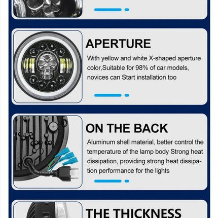 7in LED Motorcycle Skull Turn Headlamp Auto Essentials - Auto Essentials - Auto Essentials - Mad Fly Essentials