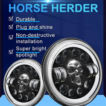 7in LED Motorcycle Skull Turn Headlamp Auto Essentials - Auto Essentials - Auto Essentials - Mad Fly Essentials