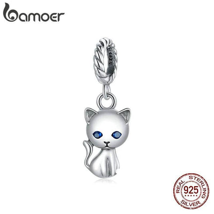925 Sterling Silver Cat Animal Charm Pendant - Women Accessories - bamoer - Mad Fly Essentials