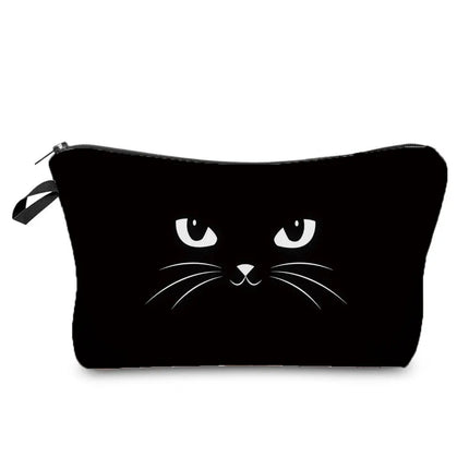 Women Black Cat Travel Cosmetic Bags