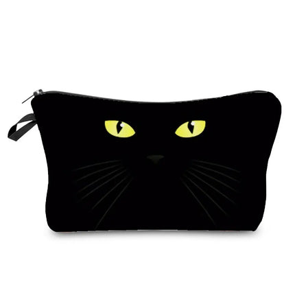Women Black Cat Travel Cosmetic Bags