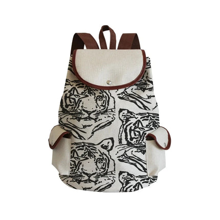 Women Eye Linen Trendy Animal Backpacks
