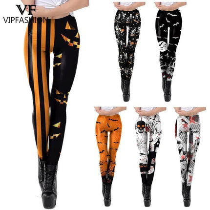 Gothic Women Bottoms Apparel Homewear Plus Activewear Halloween Skull 3D Fitness Leggings - Mad Fly Essentials