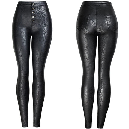 Cargo Pants Women Fashion Red Black Leather Casual Pants - Cargo Pants - Yaerni - Mad Fly Essentials