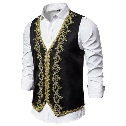 Men Embroidery Medieval Baroque Gilet Vest