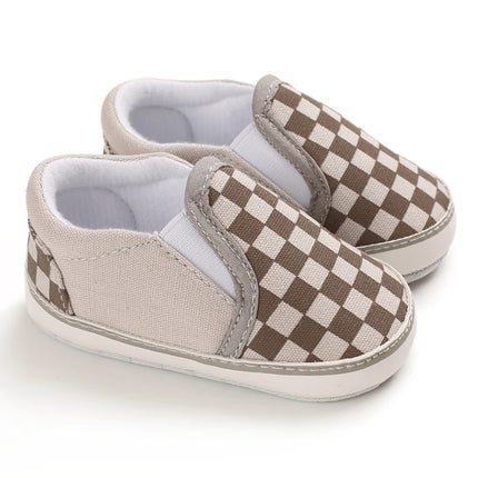 Baby Boy Plaid Soft Canvas Sneakers
