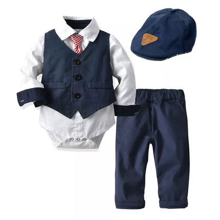 Baby Boy Romper Vest Hat Formal Outfits