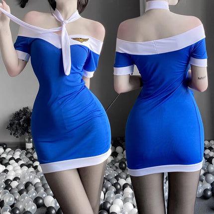 Women Sexy Stewardess Cosplay Costume Set