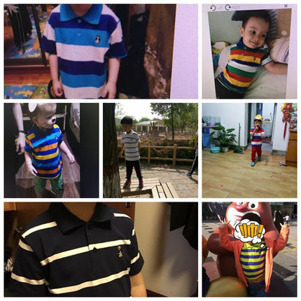 Shirt Kids Boys Polo Summer Short Striped 2-12y Tops - Shirt - Lioraitiin Kids - Mad Fly Essentials