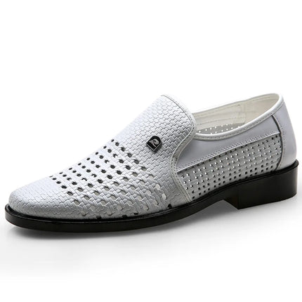 Men Spring Leather Hollow Formal Wedding Loafers