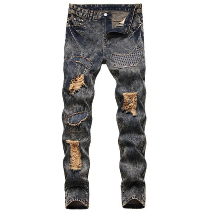 Jeans Men Mid-Waist Denim Straight Cargo Pants - Jeans - Zhahl - Mad Fly Essentials
