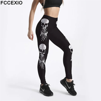Women Skull Steampunk 3D Fitness Leggings