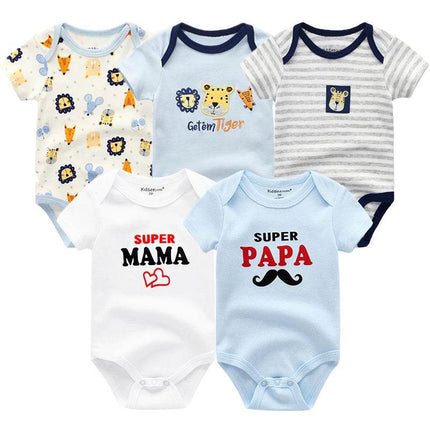Aynigiell Infant Boys Cartoon 5pk Baby Rompers - Mad Fly Essentials