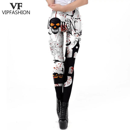 Gothic Women Bottoms Apparel Homewear Plus Activewear Halloween Skull 3D Fitness Leggings - Mad Fly Essentials
