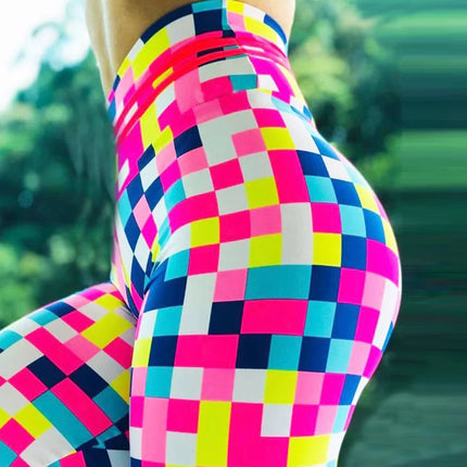 Women 3D Yoga Fitness Color Patchwork Leggings