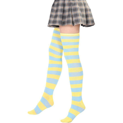 Women Girls Funny Over-Knee Stripe Long Socks