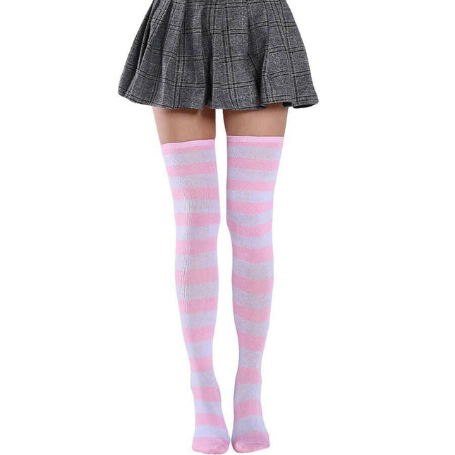 Girls Funny Over-Knee Striped Long Socks - Kids Shop Mad Fly Essentials