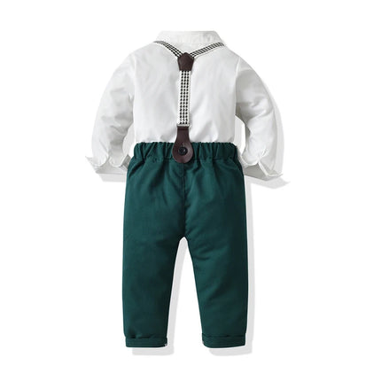 Baby Boy Gentleman Formal Striped Outfits with Suspenders