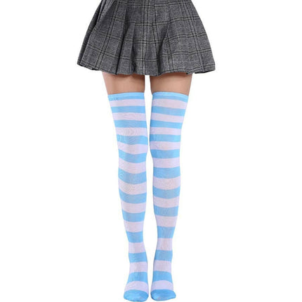Women Girls Funny Over-Knee Stripe Long Socks