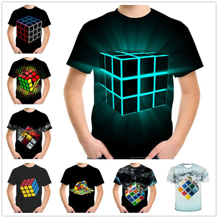 Boys 4-13Year Rubiks Cube 3D Summer Tees