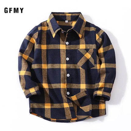 Boy Full Sleeve Plaid Fashion Shirt - Mad Fly Essentials