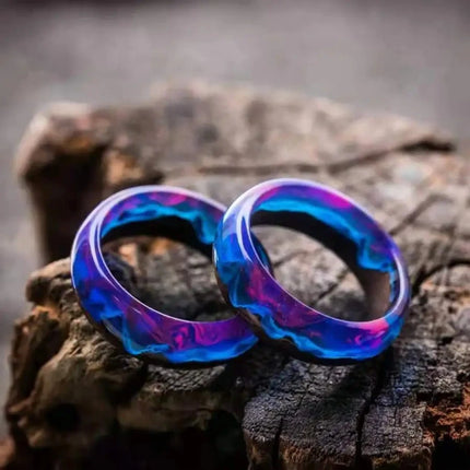 Men Epoxy Resin Purple Cocktail Couples Rings