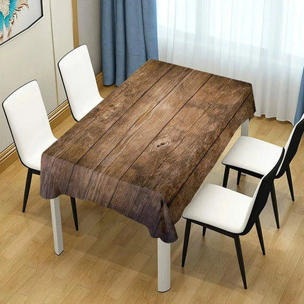 Rectangular Retro Wood Grain Tablecloth Decoration
