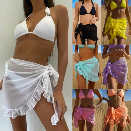 Women Solid Bikini Cover-Ups Beach Wrap Skirt