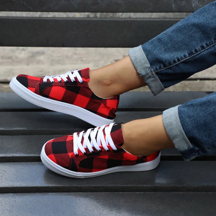 Women Red Black Lattice Lace Sneakers - Women's Shop Mad Fly Essentials