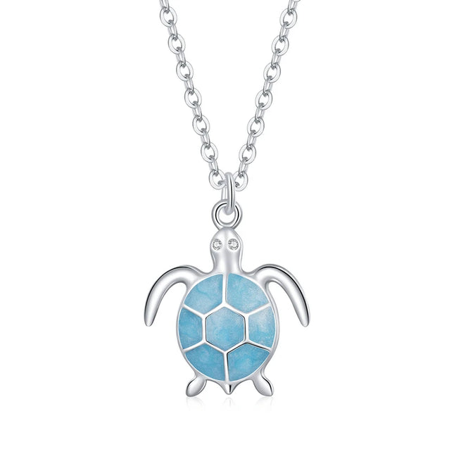 Women 925 Sterling Silver Sky Blue Pendant Necklace