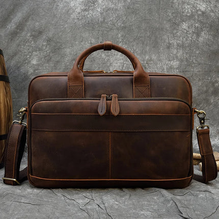 Crossbody Bag Retro Leather Casual 15.6' Business Briefcase - Crossbody Bag - Leathfocus - Mad Fly Essentials