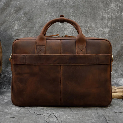 Crossbody Bag Retro Leather Casual 15.6' Business Briefcase - Crossbody Bag - Leathfocus - Mad Fly Essentials