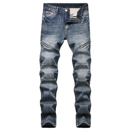 Jeans Men Mid-Waist Denim Straight Cargo Pants - Jeans - Zhahl - Mad Fly Essentials