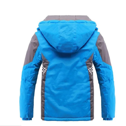 Boy Winter Blue Fleece Detachable Hood 3-12 Years Raincoat