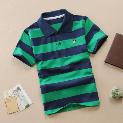 Shirt Kids Boys Polo Summer Short Striped 2-12y Tops - Shirt - Lioraitiin Kids - Mad Fly Essentials