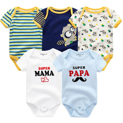 Aynigiell Infant Boys Cartoon 5pk Baby Rompers - Mad Fly Essentials