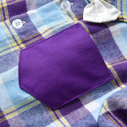 Baby Boy Fashion Plaid Purple Blue Gentleman Outfits
