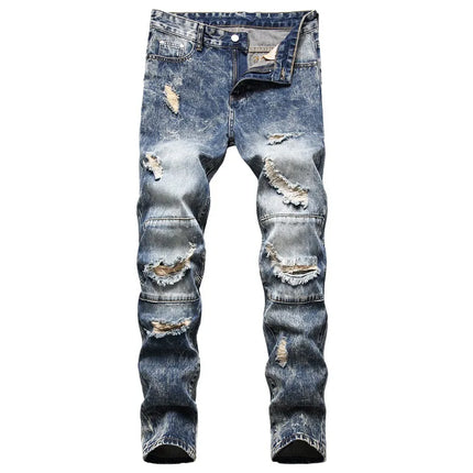 Jeans Men Mid-Waist Denim Straight Cargo Pants - Jeans - Zhahl - Mad Fly Essentials