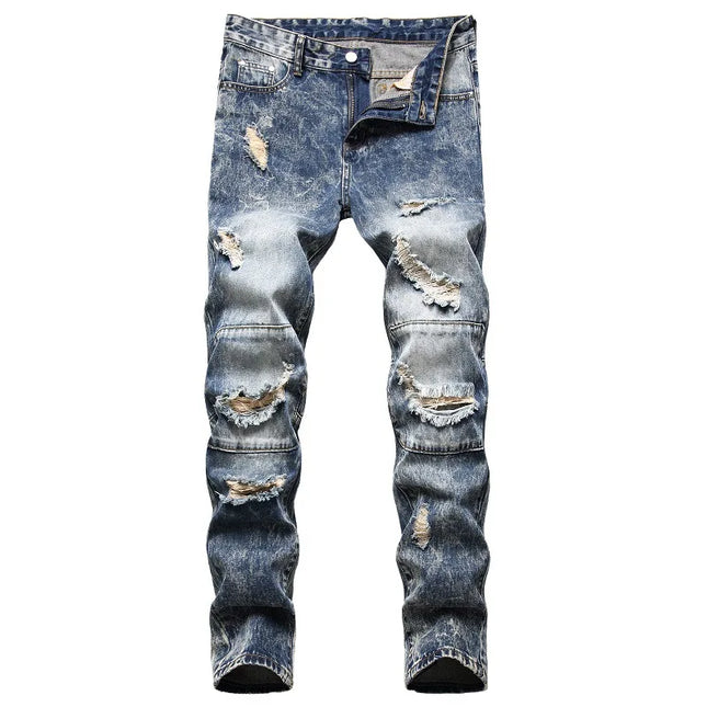 Jeans Men Mid-Waist Denim Straight Cargo Pants - Jeans - Zhahl - Mad Fly Essentials