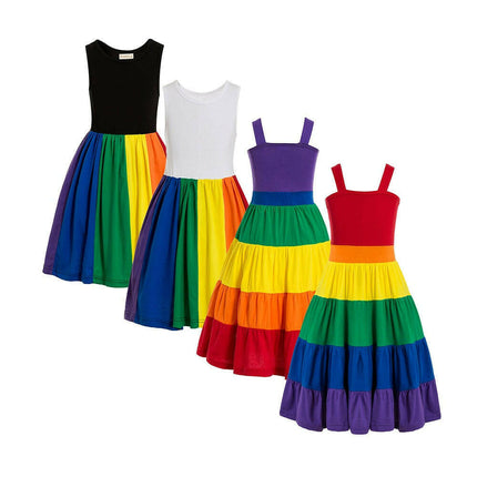 Baby Girl Rainbow Ruffle Bohemian Dress - Kids Shop Mad Fly Essentials