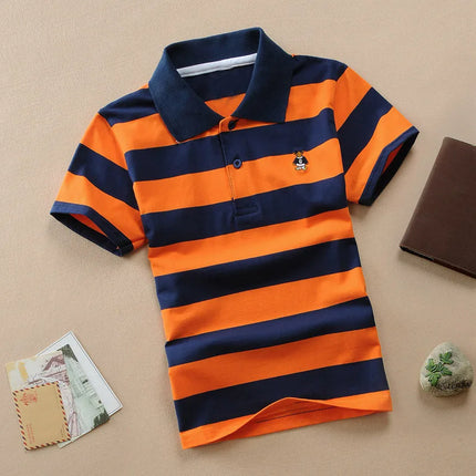 Shirt Kids Boys Polo Summer Short Striped 2-12y Tops - Shirt - Lioraitiin Kids - Mad Fly Essentials
