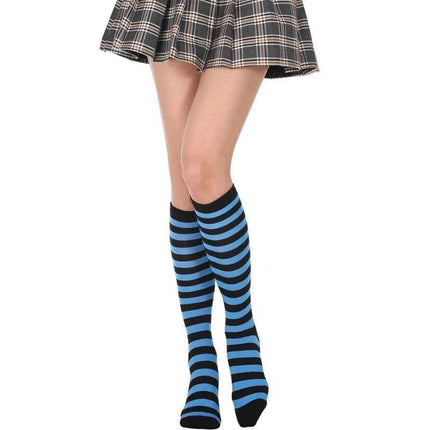 Kids Girl Blue Striped Knee High Socks - Mad Fly Essentials