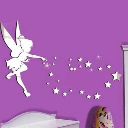 Kids Room Decor 3D Fairy Wall Mirror Stickers