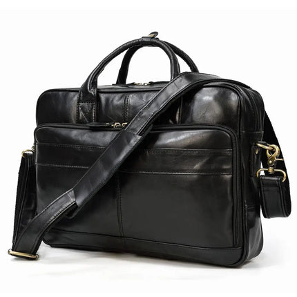 Crossbody Bag Retro Leather Casual 15.6' Business Briefcase - Crossbody Bag - Leathfocus - Mad Fly Essentials