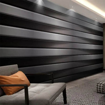 Custom 3D Stereo Rectangle Gray Stripe Fresco Mural Wallpaper - Mad Fly Essentials