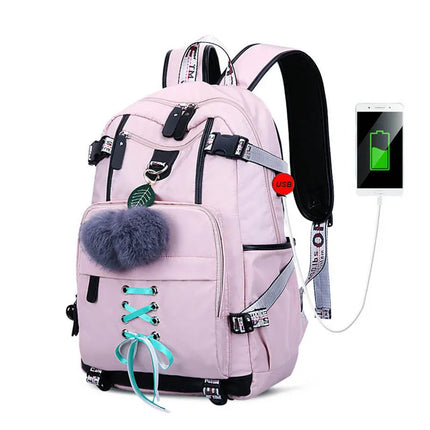 Women Kids Space USB Charging Port School Backpack
