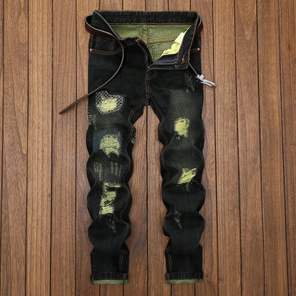 Jeans Men Mid-Waist Denim Straight Cargo Pants - Jeans - Zhahl - Mad Fly Essentials