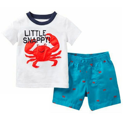 Baby Boy Animal Crab Plaid Pajama Sleepwear Set