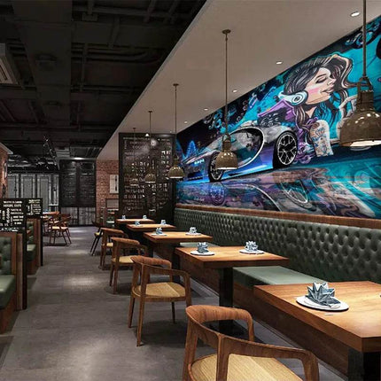 Custom 3D Graffiti Sports Car Mural Wallpaper - Mad Fly Essentials